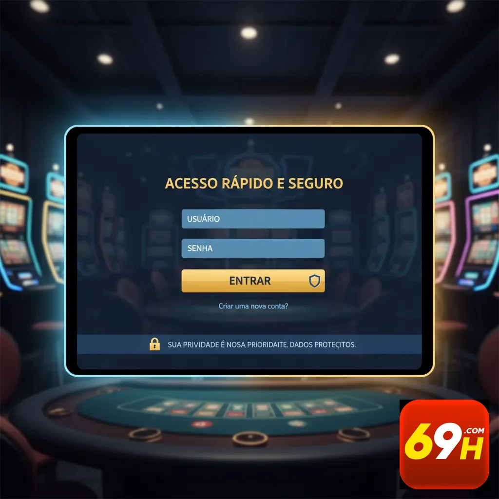 Login seguro da 69h com campos para usuário e senha.