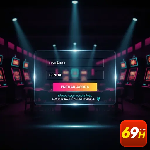 Tela de login do aplicativo 69h, destacando segurança.