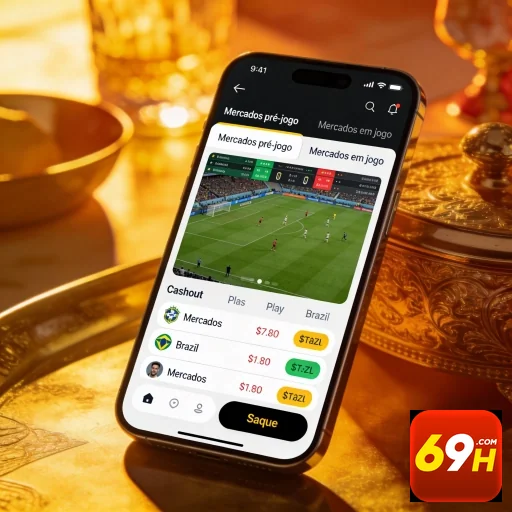 Aplicativo 69h mostrando odds para apostas em jogos ao vivo.