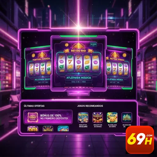 Tela do aplicativo 69h com slots VIP incluindo Rei do Rio.