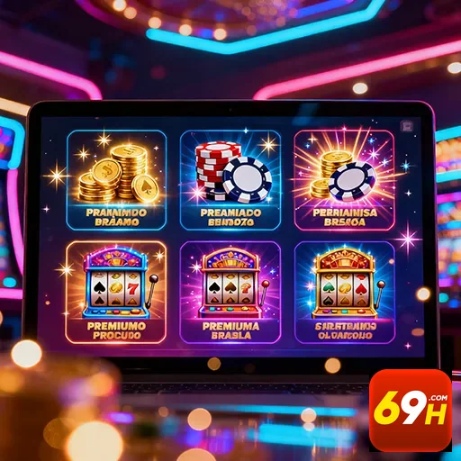 Tela do site 69h mostrando jogos e jackpots VIP.