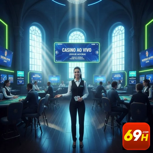 Ambiente do cassino ao vivo com atendimento da 69h.