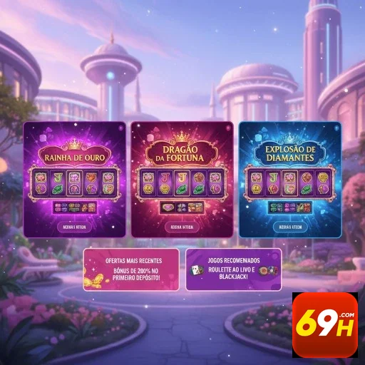 Interface do aplicativo 69h mostrando slots móveis atrativos.