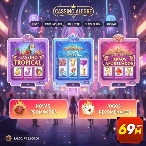 Interface de jogos VIP da 69h com slots premium em destaque.