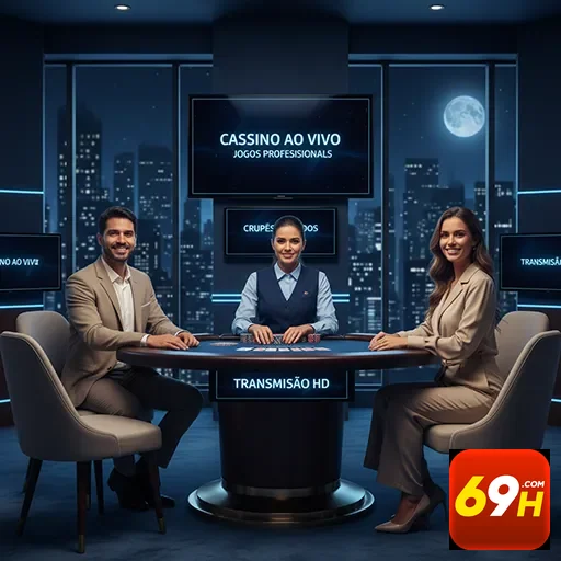 Interface do cassino ao vivo da 69h com jogadores e dealers.