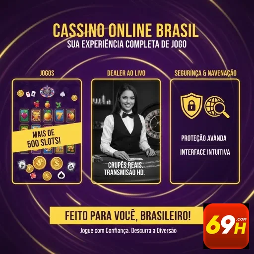 Interface da 69h com dealers ao vivo e slots disponíveis.