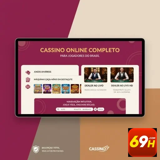 Interface da plataforma 69h exibindo jogos ao vivo em tablet.