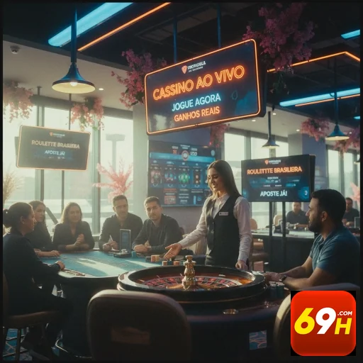 Imagem do aplicativo cassino 69h com dealers ao vivo.