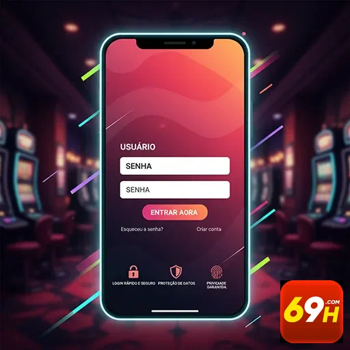 Tela de login da plataforma 69h para jogos de cassino.
