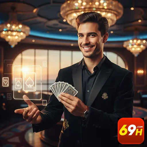 Jogador VIP com cartas no aplicativo 69h.