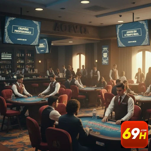 Mesa de jogo ao vivo com crupiês na plataforma 69h