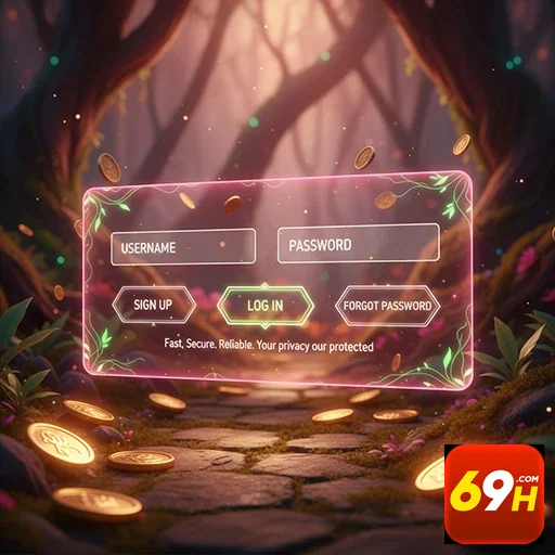 Tela de login da 69h em ambiente de jogos ao vivo.