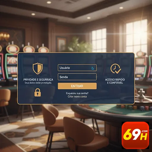 Tela de login da 69h com foco em segurança e agilidade.