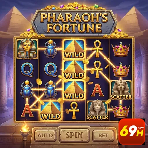 Máquina caça-níqueis 'Pharaoh's Fortune' no site 69h.