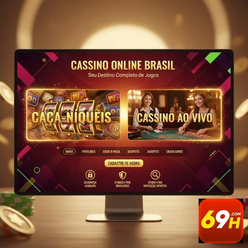 Tela do 69h com caça-níqueis e cassino ao vivo em destaque.
