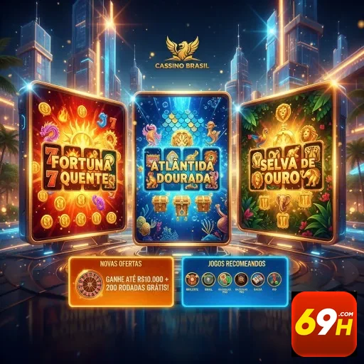 Slots Fortuna Quente, Atlântida Dourada e Selva de Ouro no 69h.
