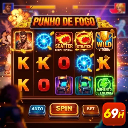 Interface do slot 'Punho de Fogo' no aplicativo 69h.
