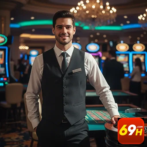 Profissional no cassino 69h com serviços VIP em destaque.